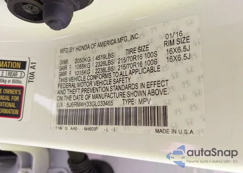 2016 Honda Cr-V Lx from USA, damaged, VIN 5J6RM4H33GL033465